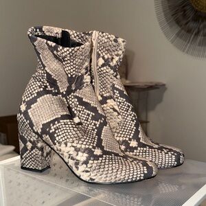 Steve Madden Snakeskin Ankle Booties - Black and Cream
